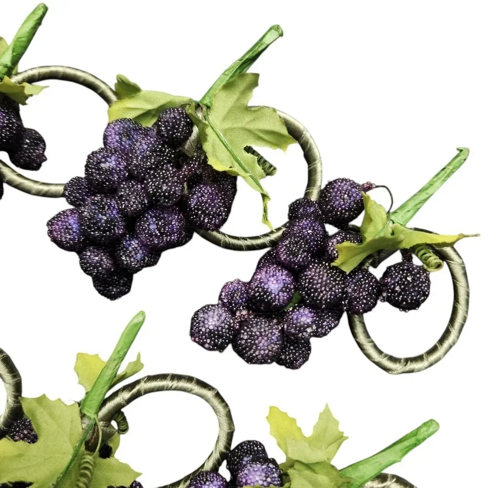 Pier 1 Imports Grape Napkin Ring Holders Set Lot Of 8 Sugar Fruit Vintage
